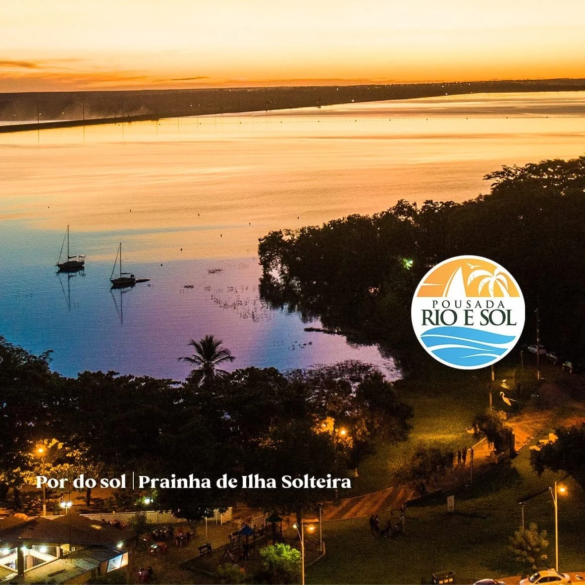 Pôr do sol na Prainha de Ilha Solteira, às margens do Rio Paraná